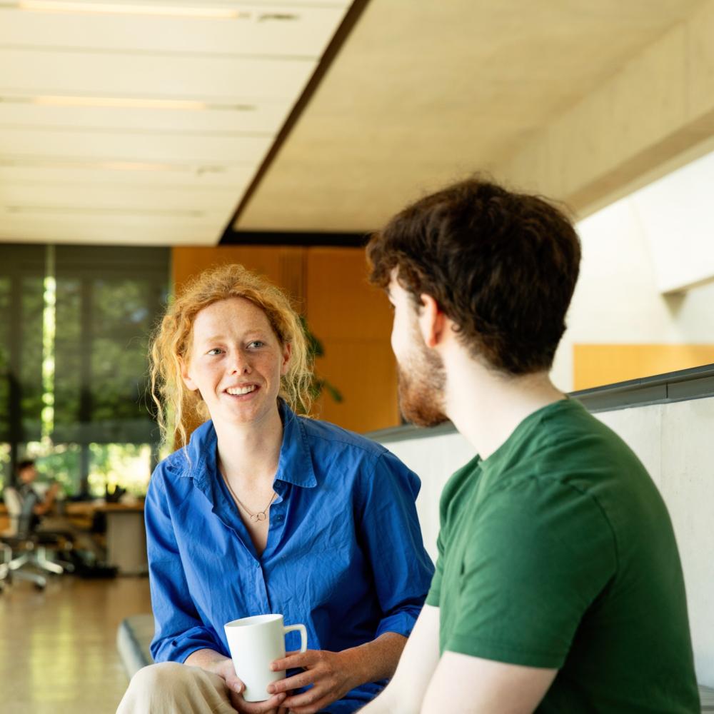 Students talking over a cup of coffee